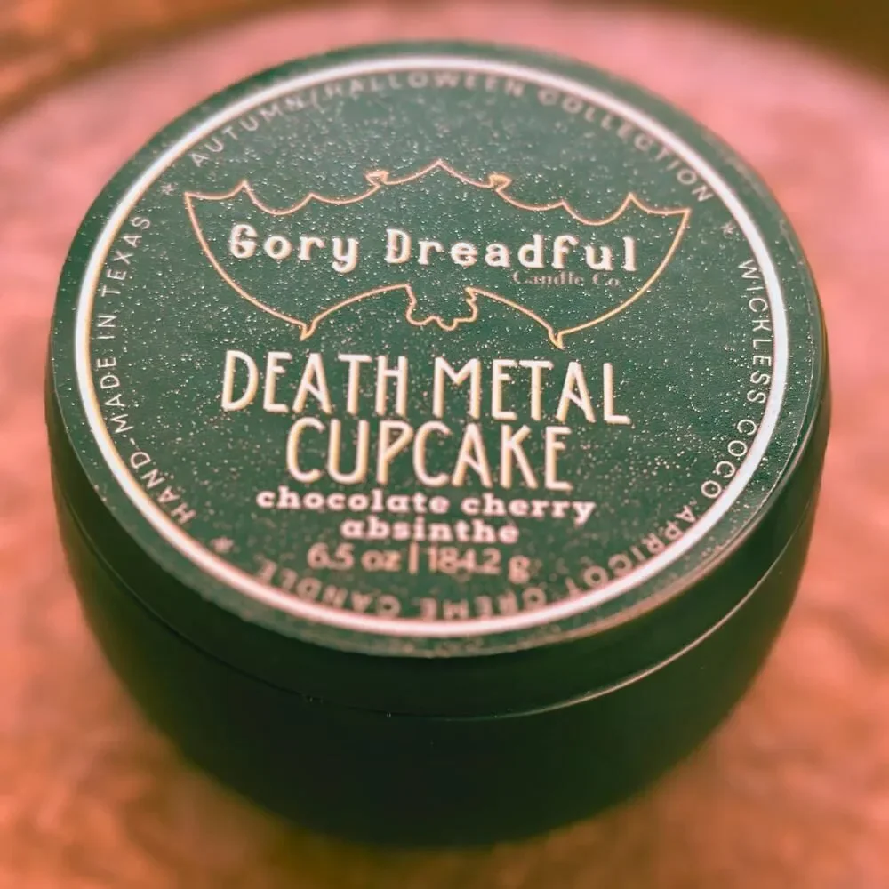 Death Metal Cupcake Wickless Candle: Chocolate Cherry Absinthe Scent
